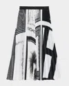 Helmut Lang Pleated Midi Skirt In Black