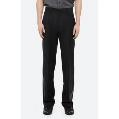 Helmut Lang Pleated Side Zip Wool Trousers In Black