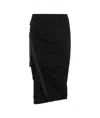 Helmut Lang Draped Jersey Skirt With Adjustable Side Strap In Black