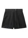 Helmut Lang Pleated Wool Skort In Black