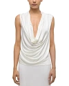 Helmut Lang Plunge Cowl Neck Sleeveless Top In Creme
