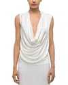 Helmut Lang Plunge Cowl Neck Sleeveless Top In Creme