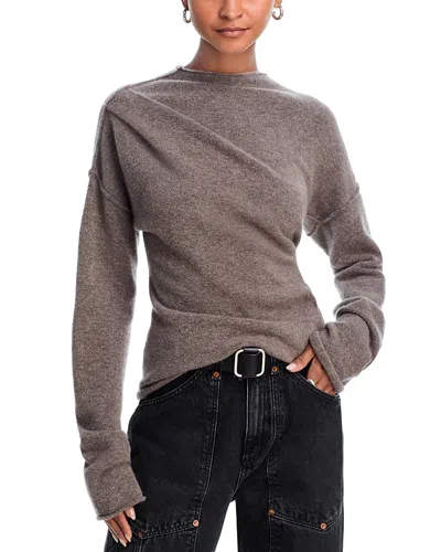 Helmut Lang Plush Slouchy Crewneck Sweater In Grey/brown