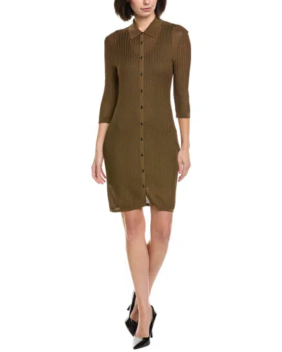 Helmut Lang Pointelle Polo Dress In Brown
