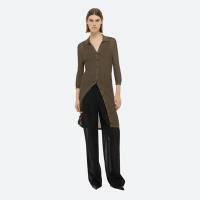 Helmut Lang Pointelle Polo Dress In Brown