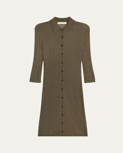 Helmut Lang Pointelle Polo Dress In Cognac
