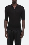 Helmut Lang Ribbed-knit Polo Shirt In Black - 001