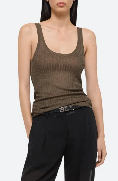 Helmut Lang Pointelle Tank In Cognac - L0v