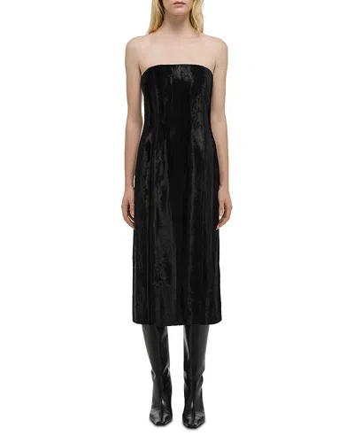 Helmut Lang Sleeveless Faux Pony Midi Dress In Black