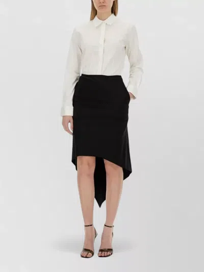 Helmut Lang Poplin Shirt Tailored Cut Asymmetric Hem In White
