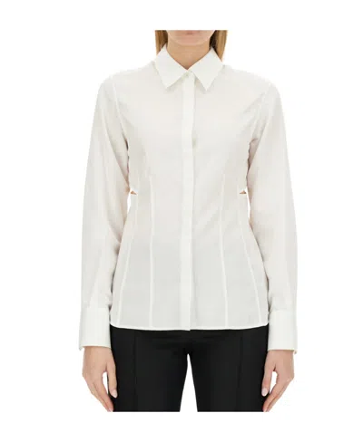 Helmut Lang Cotton Slash-detail Shirt In Beige