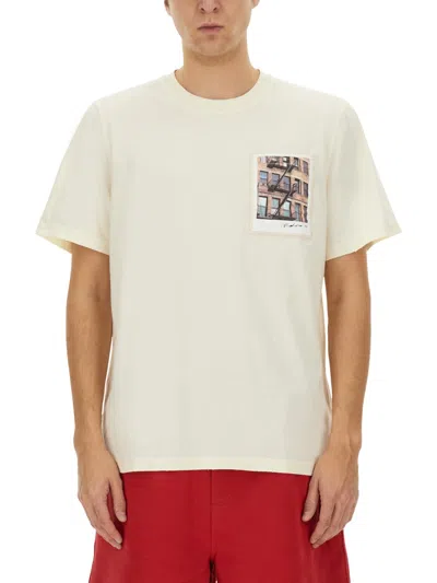 Helmut Lang Postcard Building Graphic T-shirt In Neutral