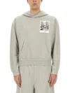 Helmut Lang Graphic Print Hooded Sweatshirt In Gray