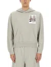 Helmut Lang Graphic Print Hooded Sweatshirt In Gray