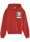 Helmut Lang Postcard Printed Hooded Cotton Sweatshirt In Red