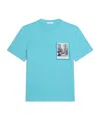 Helmut Lang Postcard Print T-shirt With Ribbed Crew Neckline In Blue
