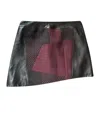 Helmut Lang Pre-loved Women's Cloth And Leather Skirt In Black And Burgundy In Multi