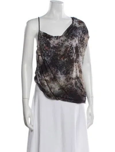 Pre-owned Helmut Lang Printed Asymmetrical Top In Blue