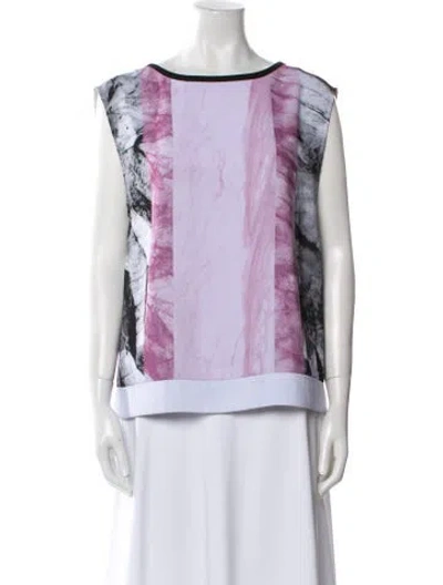 Pre-owned Helmut Lang Printed Bateau Neckline Top In Blue