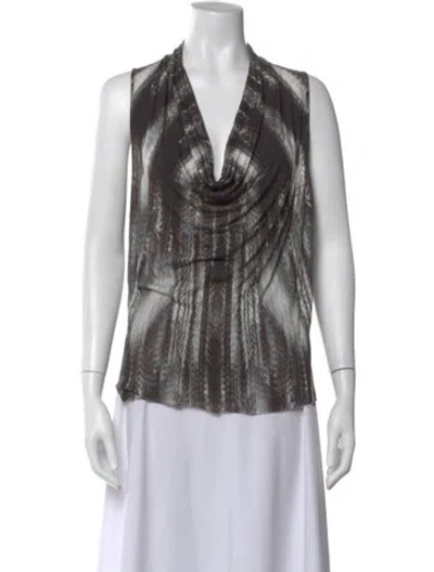 Pre-owned Helmut Lang Printed Cowl Neck Top In Black