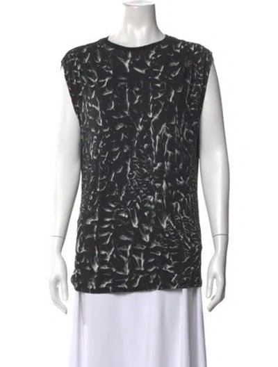 Pre-owned Helmut Lang Printed Crew Neck Top In Black