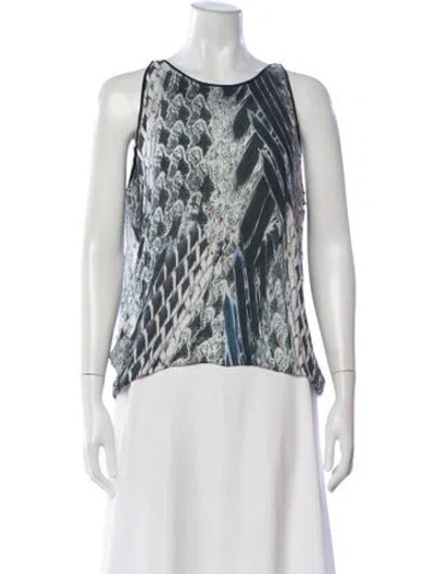Pre-owned Helmut Lang Printed Crew Neck Top In Blue
