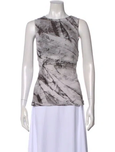 Pre-owned Helmut Lang Printed Crew Neck Top In Gray