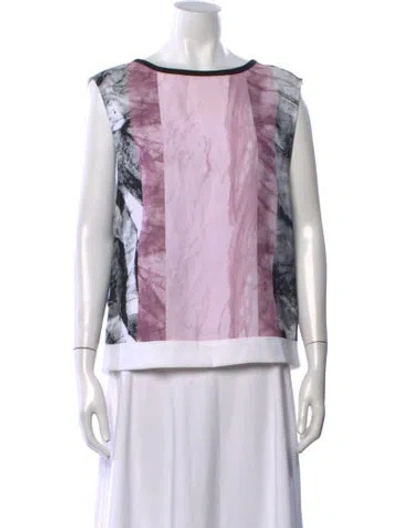 Pre-owned Helmut Lang Printed Crew Neck Top In Gray