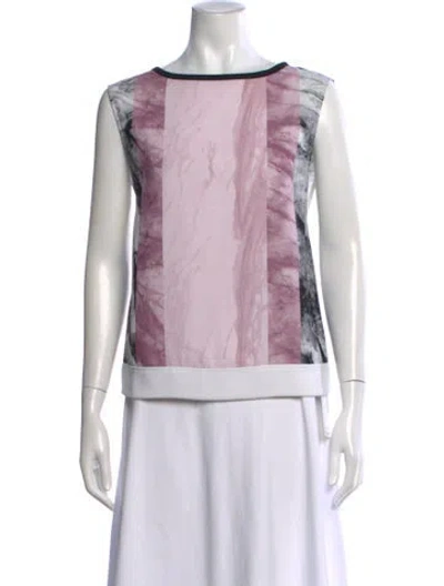 Pre-owned Helmut Lang Printed Crew Neck Top In White