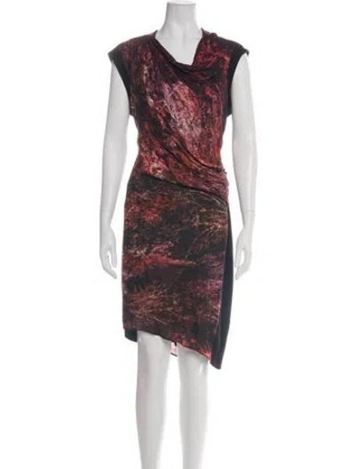 Pre-owned Helmut Lang Printed Knee-length Dress In Black/red