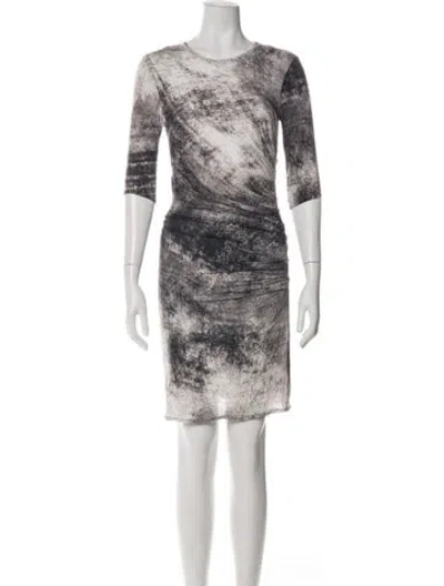 Pre-owned Helmut Lang Printed Knee-length Dress In Gray