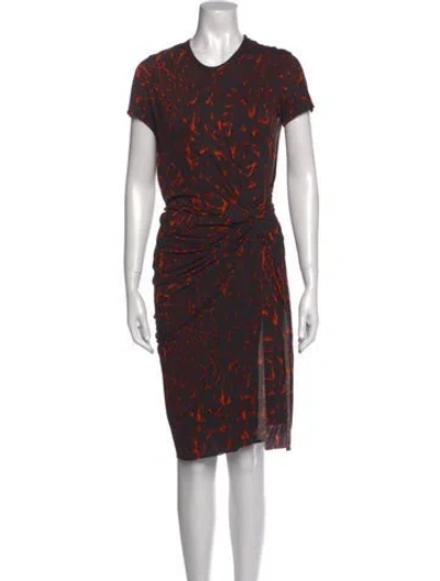 Pre-owned Helmut Lang Printed Knee-length Dress In Orange
