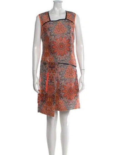 Pre-owned Helmut Lang Printed Knee-length Dress In Orange