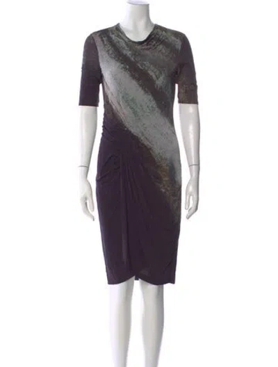 Pre-owned Helmut Lang Printed Knee-length Dress In Purple