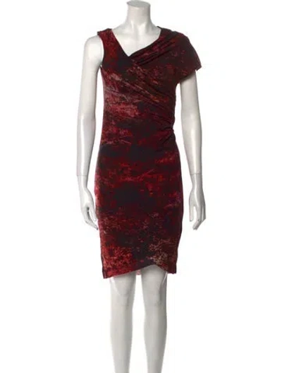 Pre-owned Helmut Lang Printed Knee-length Dress In Red
