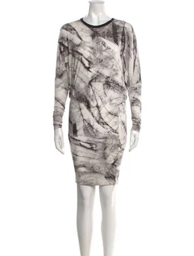 Pre-owned Helmut Lang Printed Knee-length Dress In White