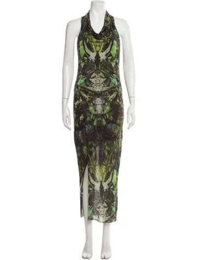 Pre-owned Helmut Lang Printed Long Dress In Green
