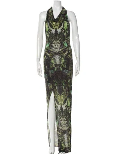 Pre-owned Helmut Lang Printed Long Dress In Green