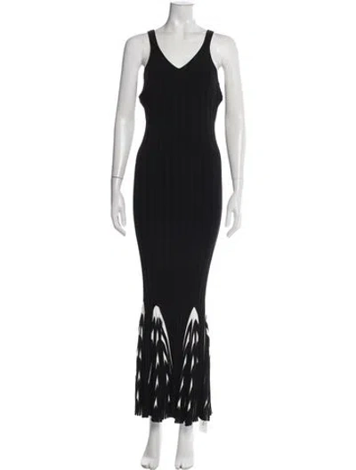 Pre-owned Helmut Lang Printed Long Dress W/ Tags In Black