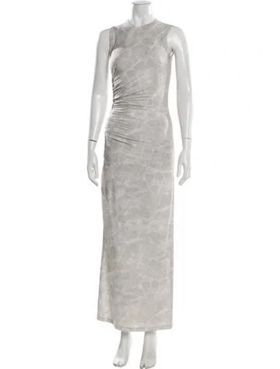 Pre-owned Helmut Lang Printed Long Dress W/ Tags In Neutral