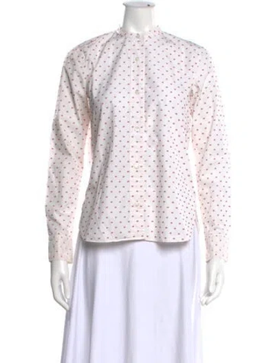Pre-owned Helmut Lang Printed Long Sleeve Button-up Top In White
