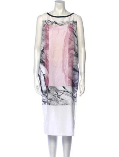 Pre-owned Helmut Lang Printed Midi Length Dress In White