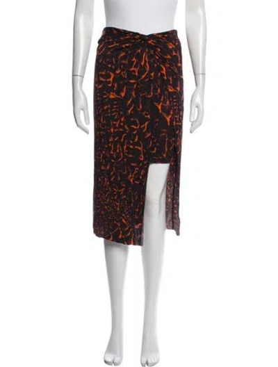 Pre-owned Helmut Lang Printed Midi Length Skirt In Black/orange