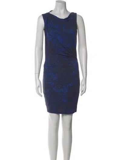 Pre-owned Helmut Lang Printed Mini Dress In Blue