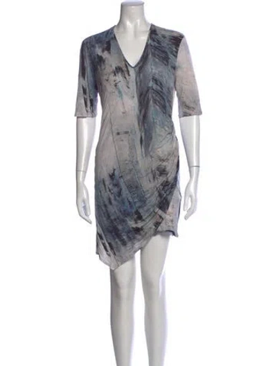 Pre-owned Helmut Lang Printed Mini Dress In Blue