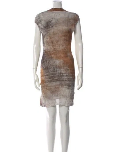 Pre-owned Helmut Lang Printed Mini Dress In Brown