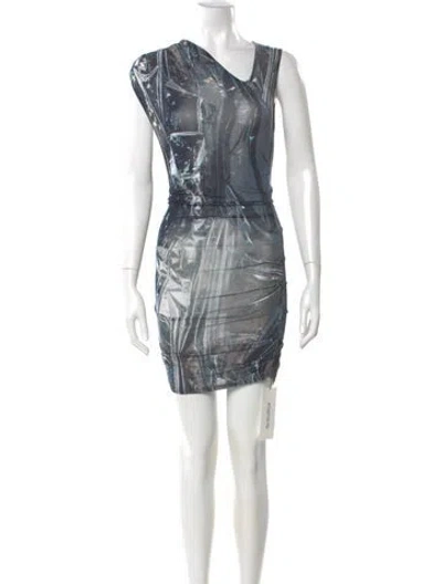 Pre-owned Helmut Lang Printed Mini Dress In Gray