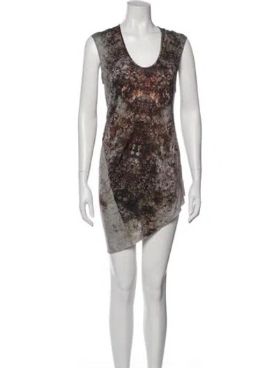 Pre-owned Helmut Lang Printed Mini Dress In Gray