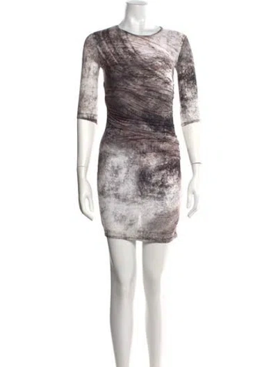 Pre-owned Helmut Lang Printed Mini Dress In Gray
