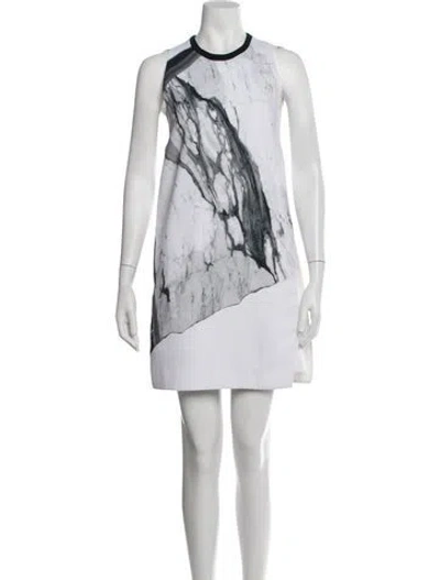 Pre-owned Helmut Lang Printed Mini Dress In White